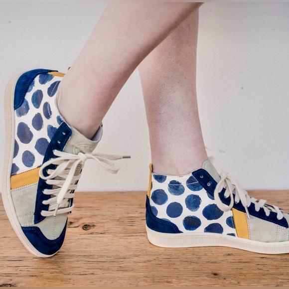 COTÉLAC Abou Spotted Leather & Suede Mid-Top Sneaker - From: Ethiopia (Size: 41) - Picture 13 of 16